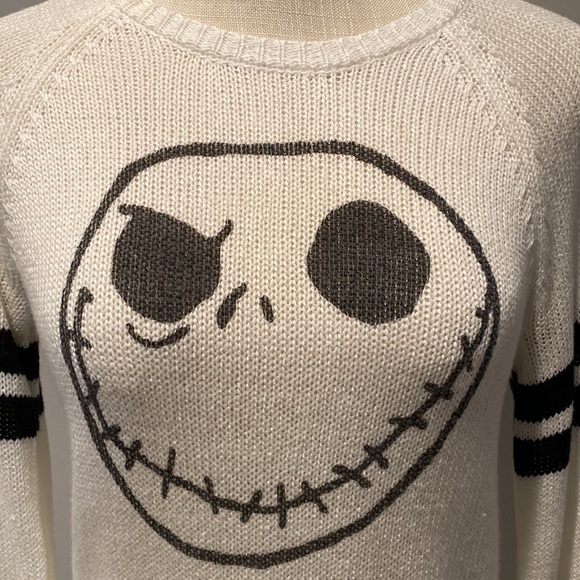Disneys Jack Skellington face Lightweight Distressed Sweater Size: S (Junior) - Picture 2 of 15